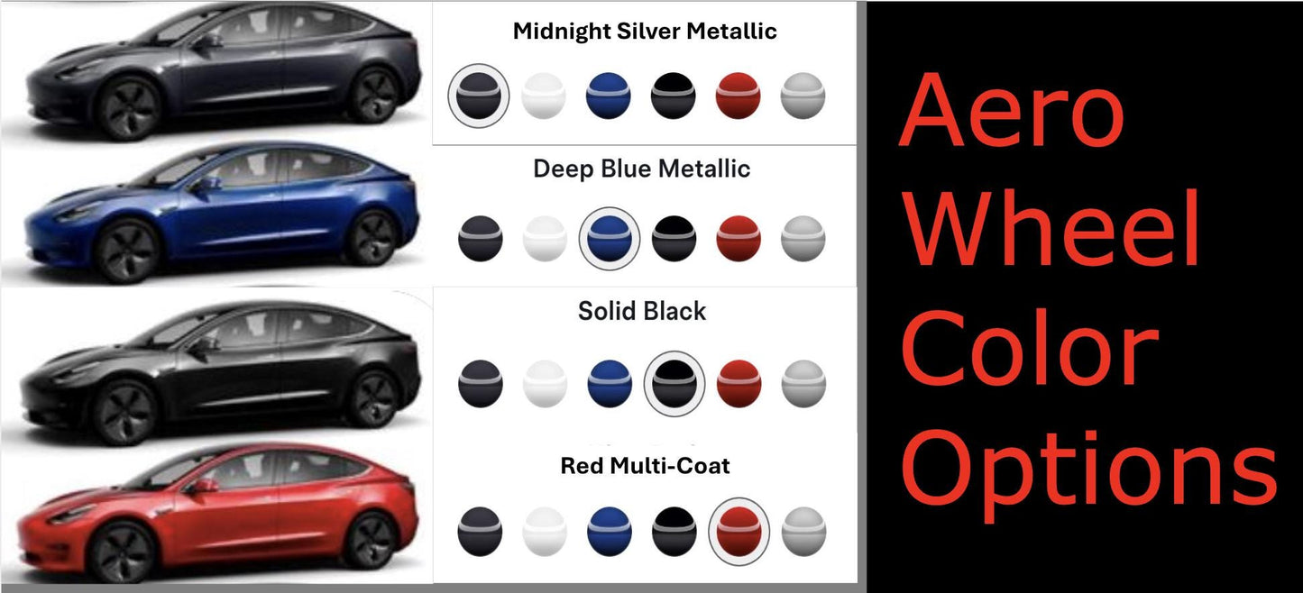 Tesla Model 3 Painted Lug Nut Covers for 18" Aero Wheel (2020-2023) & 18" Photon Wheel (2024-) | Set of 20 | Body Shop Treated