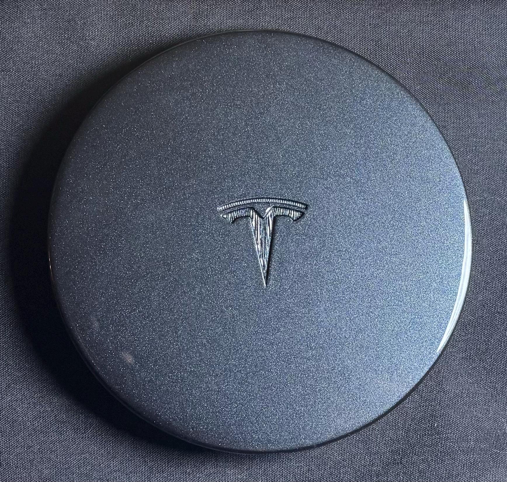 Gemini Mid-Wheel Cover in Stealth Grey with Embossed T painted prototype